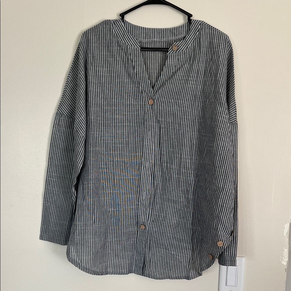 Striped Button-Up Blouse